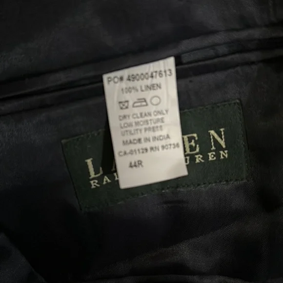 Lauren Ralph Lauren Navy Blue Linen Blazer Size 44R - Picture 8 of 8